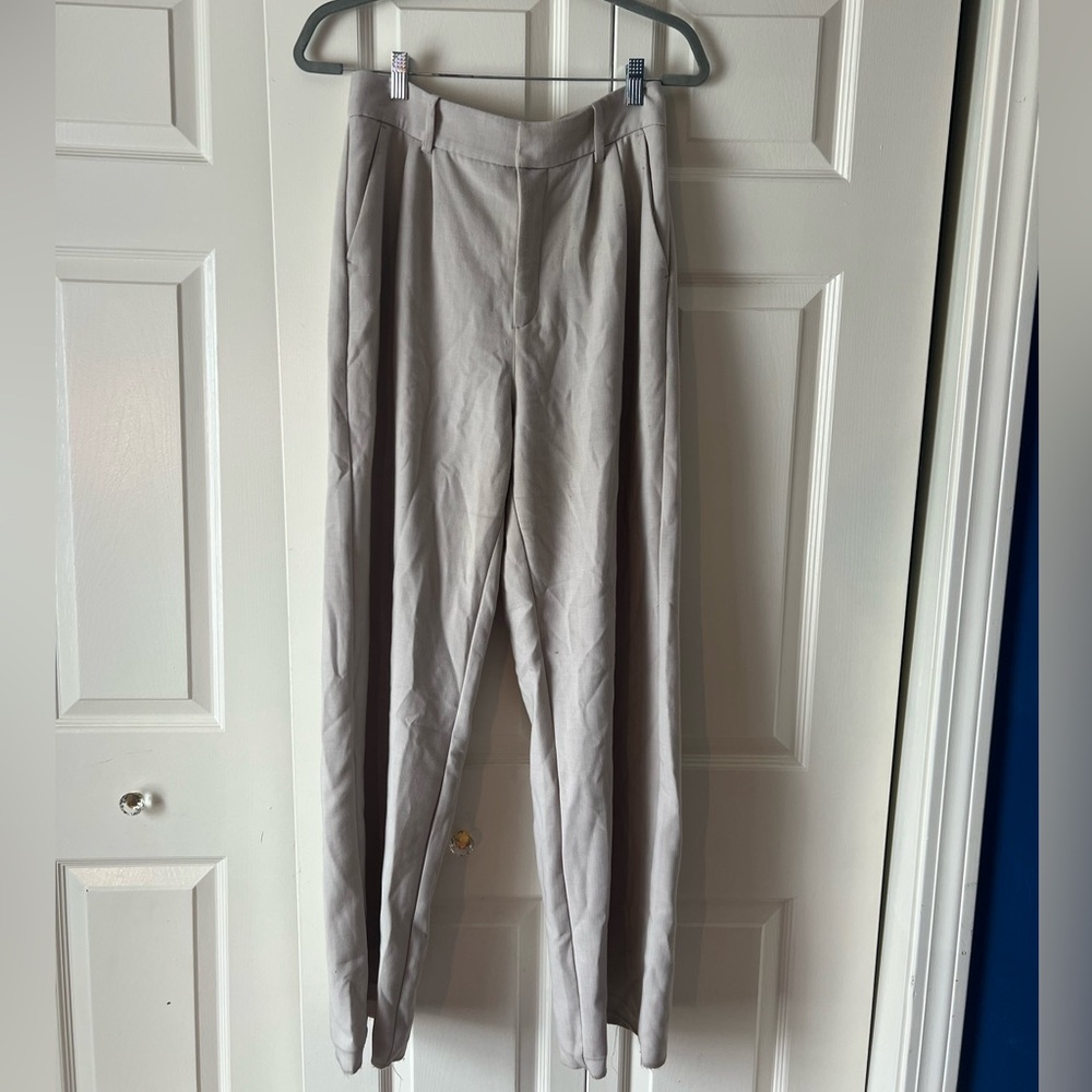 Abercrombie & Fitch Light Gray High-Waist Trousers